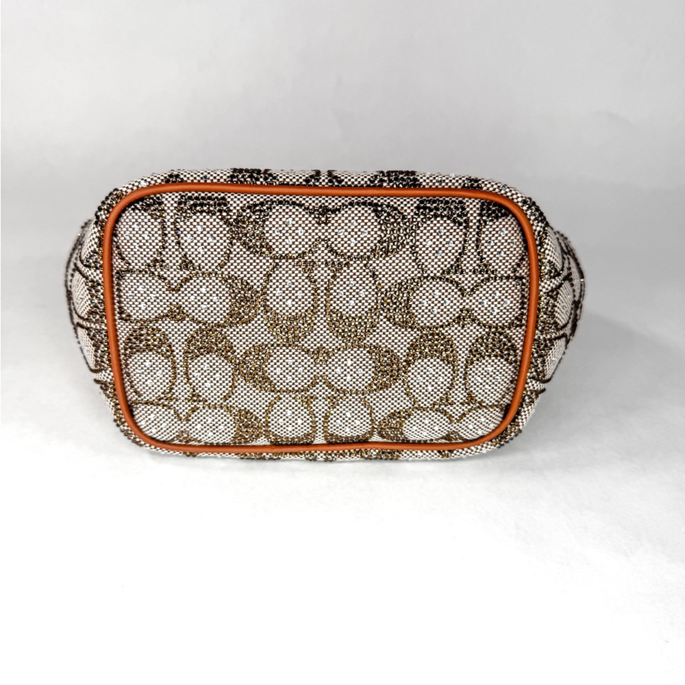 ✨ Coach Crystal Signature Jacquard Kisslock 16 Frame Bag Satchel ✨ - Picture 9 of 11